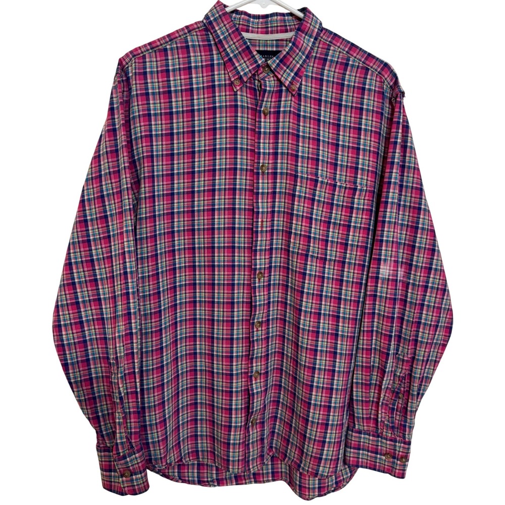 Charles Tyrwhitt Weekend button down Shirt Mens L Flannel Slim fit cotton linen